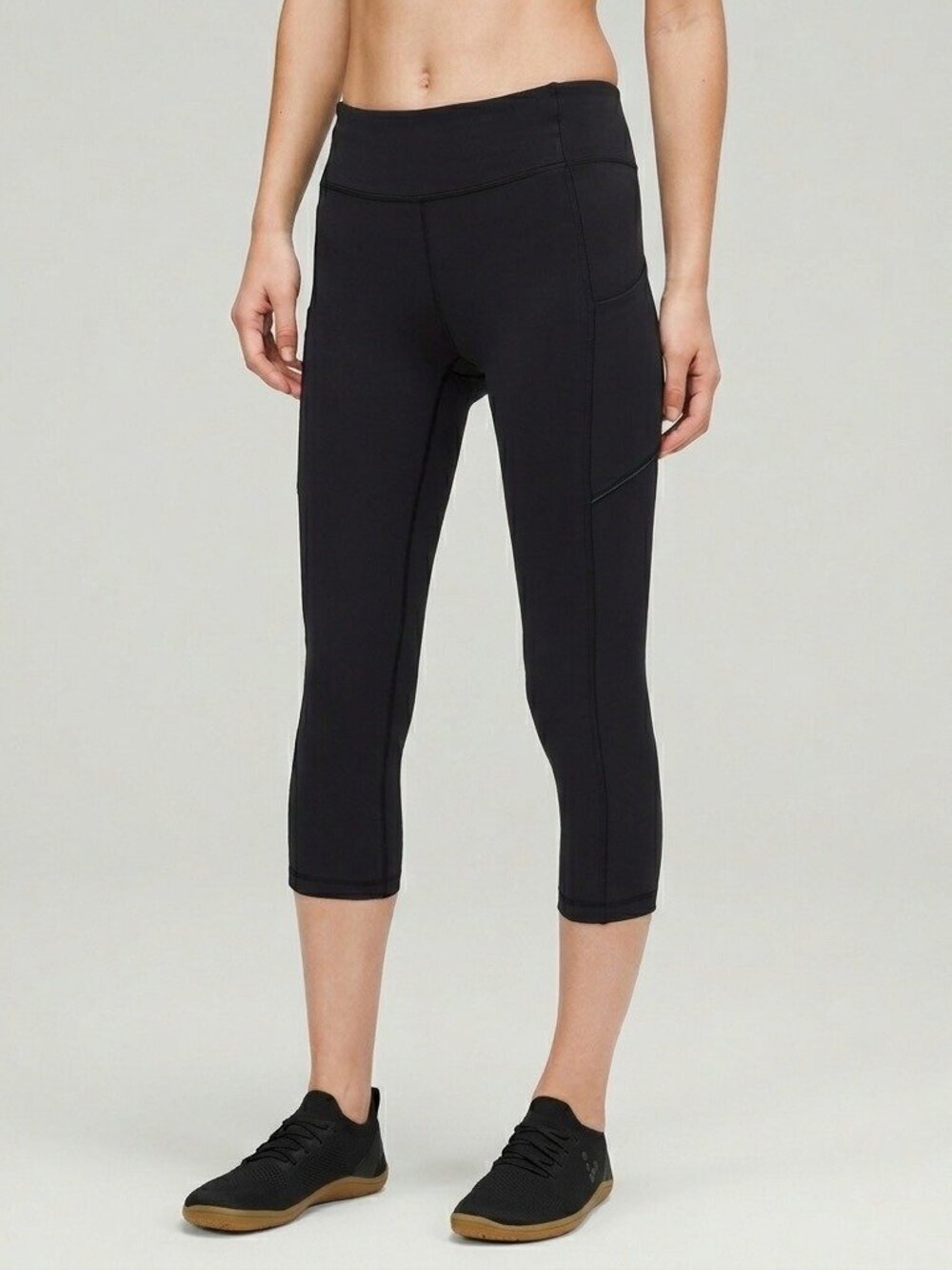lululemon Speed Crop Leggings Black High Rise Pockets 6 Yoga Workout Running Gym